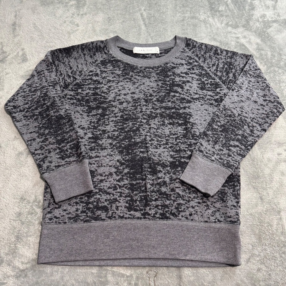 IRO Jeans Lisbet Sweatshirt Grey Black Acid Wash Raglan Pullover S